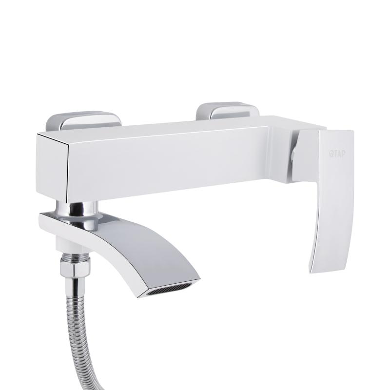 Змішувач для ванни Qtap Swan Cascada з поворотним виливом (з душовим гарнітуром) QTSWA260CRW45569 Chrome/White — фото 3