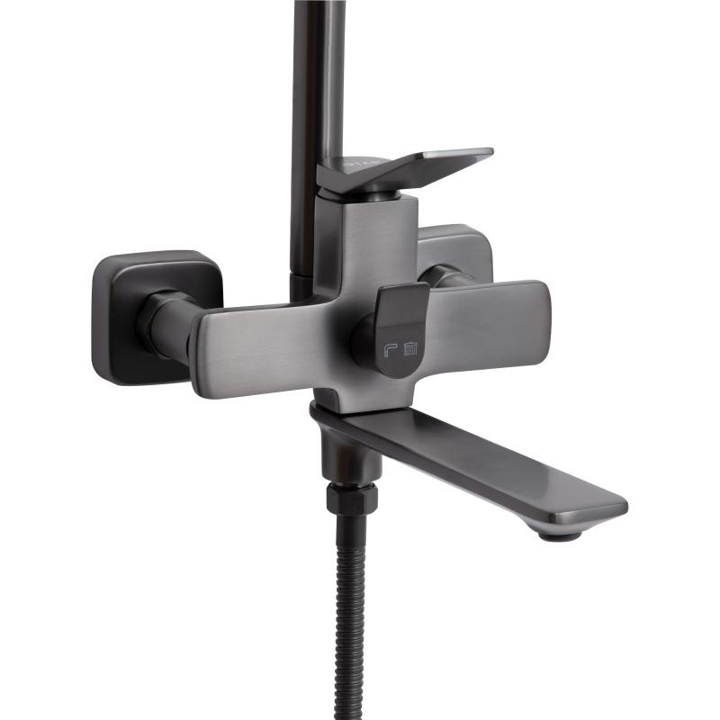 Душова система універсальна Qtap Presto на три споживачі (з виливом) QTPRE111GRP45585 Gunmetal Black — фото 3