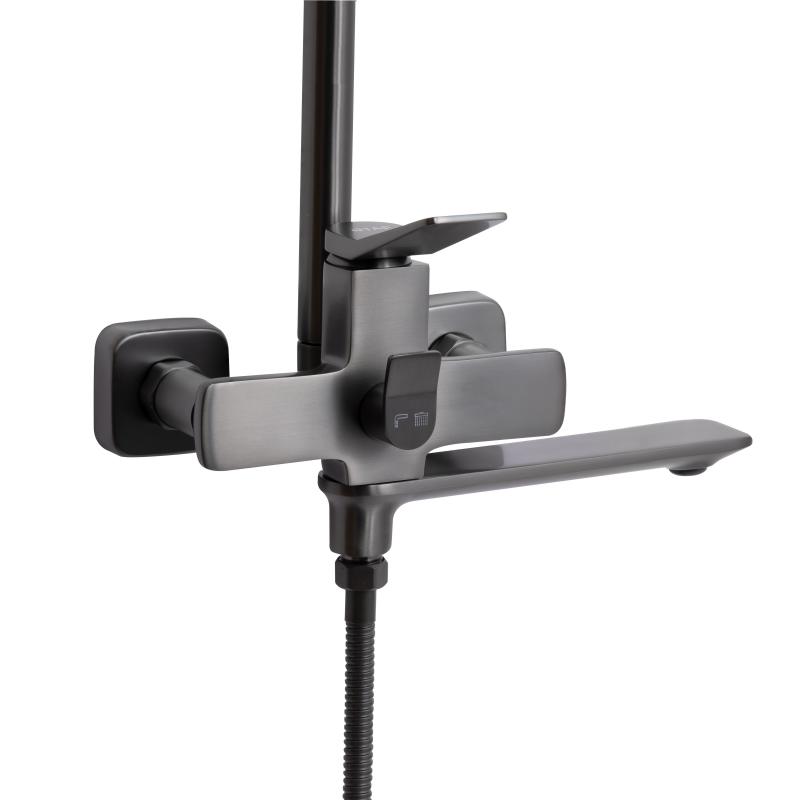 Душова система універсальна Qtap Presto на три споживачі (з виливом) QTPRE111GRP45585 Gunmetal Black — фото 4