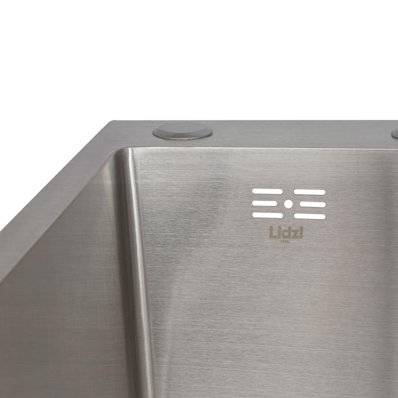 Мийка для кухні інтегрована Lidz Handmade H6350R крило праворуч (LDH6350BRUR45587) Brushed Steel 3,0/1,0 мм — фото 4