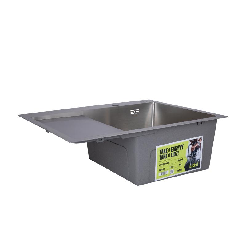 Мийка для кухні інтегрована Lidz Handmade H6350L крило ліворуч (LDH6350BRUL45588) Brushed Steel 3,0/1,0 мм — фото 3