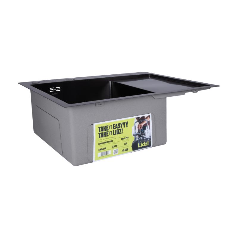 Мийка для кухні інтегрована Lidz Handmade H6350BR крило праворуч (LDH6350BRPVD45590) Brushed Black PVD 3,0/1,0 мм — фото 5