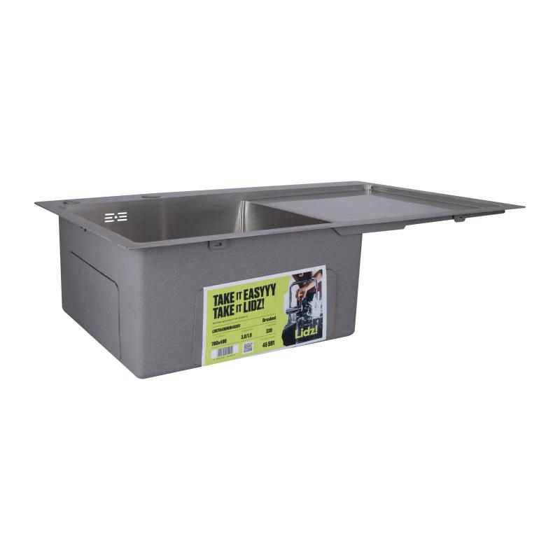 Мийка для кухні інтегрована Lidz Handmade H7849R крило праворуч (LDH7849BRUR45591) Brushed Steel 3,0/1,0 мм — фото 3