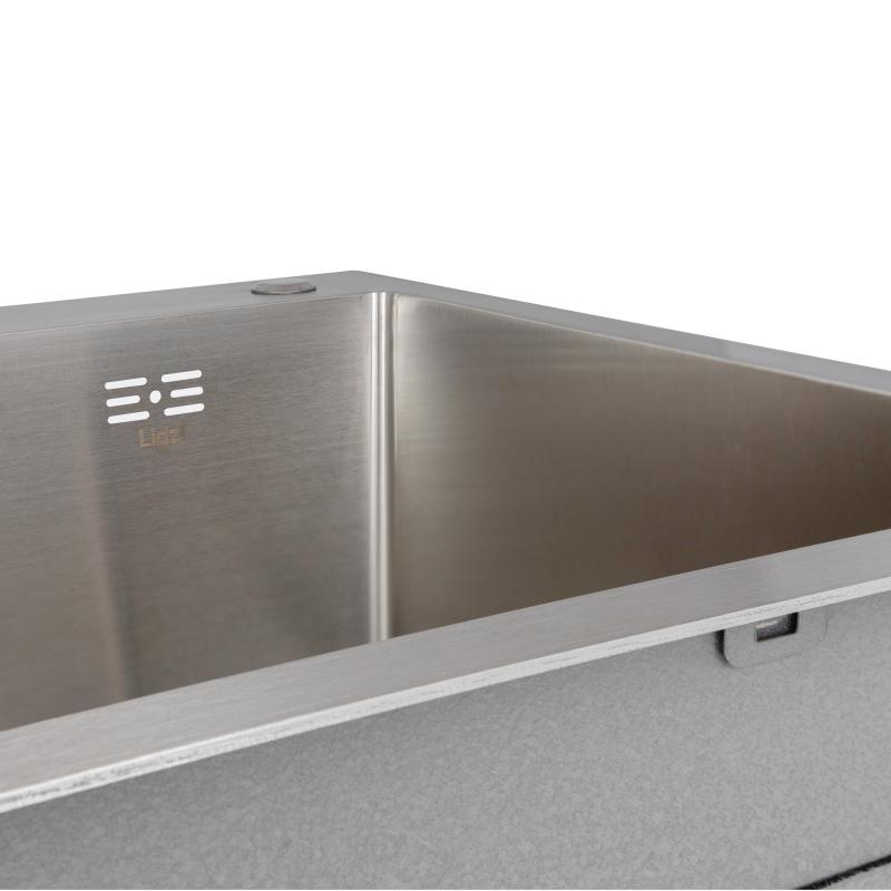 Мийка для кухні інтегрована Lidz Handmade H7849L крило ліворуч (LDH7849BRUL45592) Brushed Steel 3,0/1,0 мм — фото 4