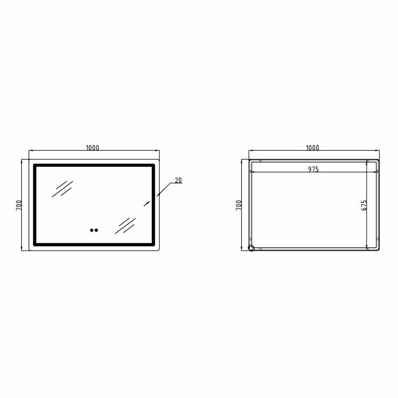 Дзеркало Qtap Mideya 1000х700 з LED-підсвічуванням Touch, з антизапотіванням, димером QT2078NCF10070W — фото 2
