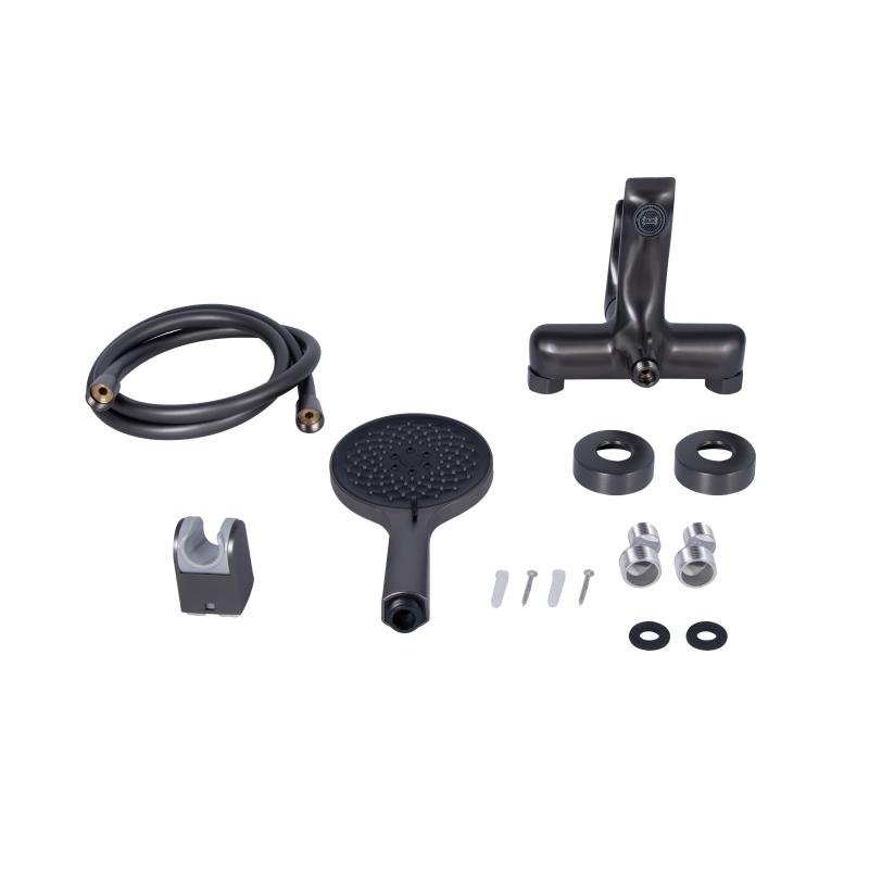 Змішувач для ванни Qtap Vlasta New (з душовим гарнітуром) QTVLA259GMB45643 Gunmetal Black PVD — фото 7