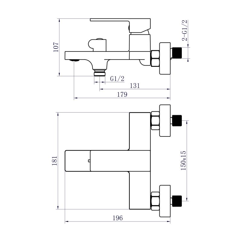 Змішувач для ванни Qtap Gemini (з душовим гарнітуром) QTGEM259CRW45683 Chrome/White — фото 2