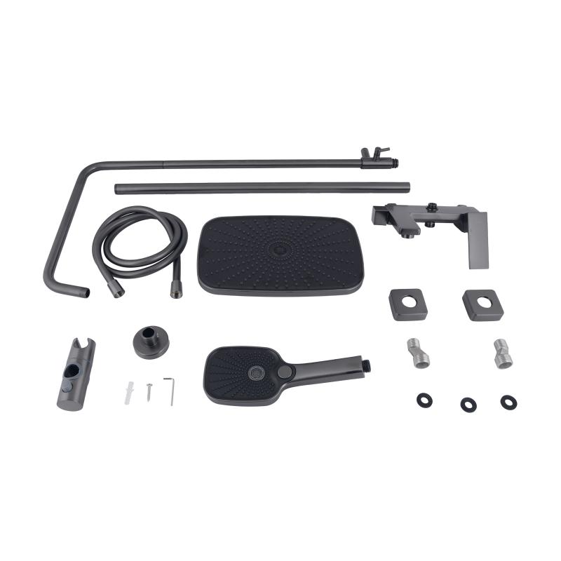 Душова система універсальна Qtap Gemini на три споживачі (з виливом) QTGEM111GMB45688 Gunmetal Black PVD — фото 8