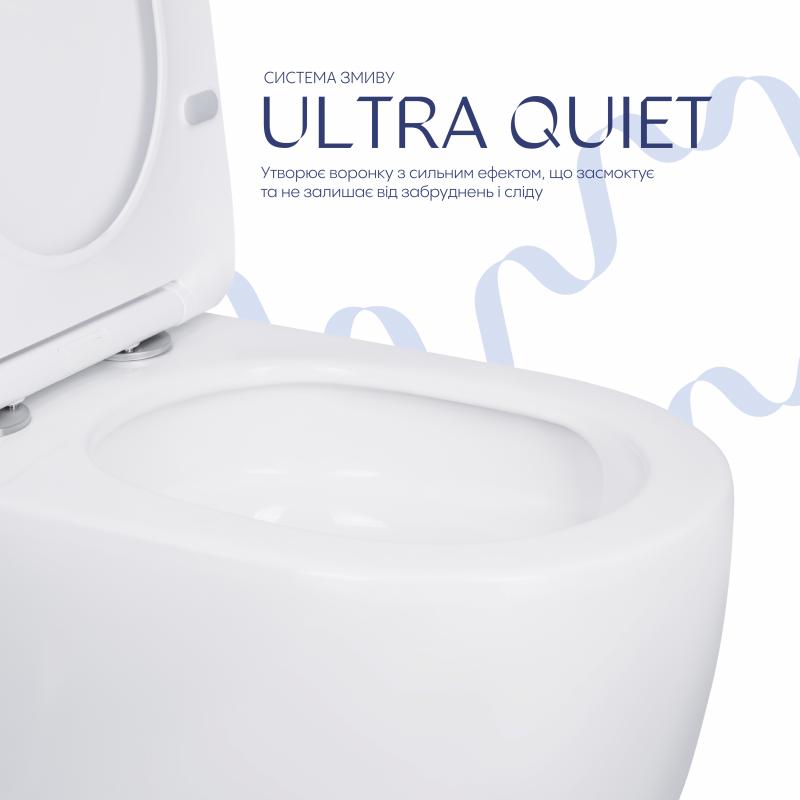 Унітаз-компакт Qtap Robin Ultra Quiet безободковий з сидінням Soft-close QT13226089AW — фото 5