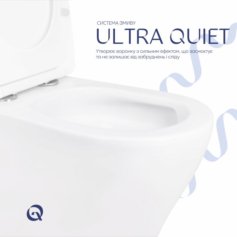 Унітаз-компакт Qtap Cardinal Ultra Quiet безободковий з сидінням Soft-close QT04222168AUQ3W — фото 5