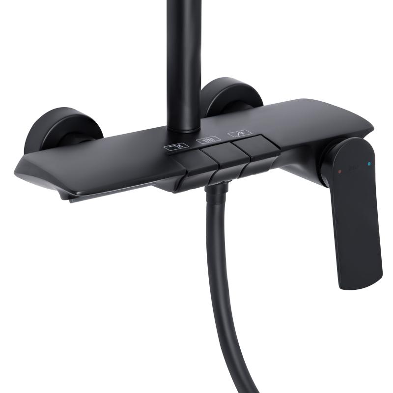 Душова система універсальна Qtap Slavonice на три споживачі (з виливом) QTSLA111BLM45906 Black Matt — фото 3