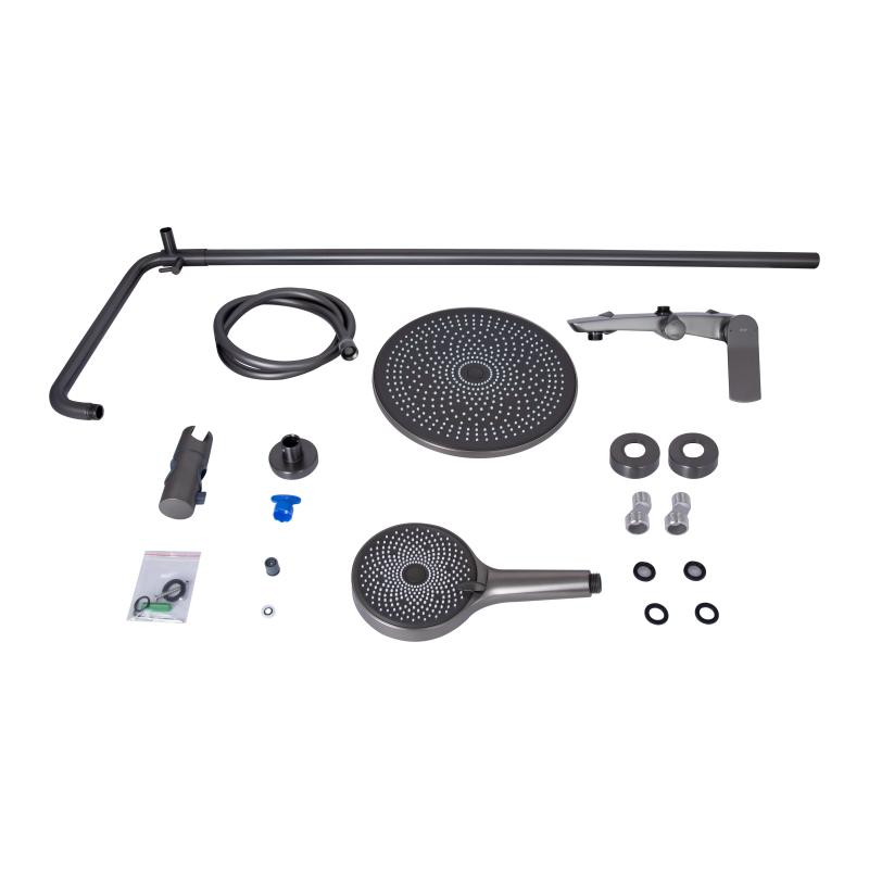 Душова система для душу Qtap Slavonice на два споживачі QTSLA110GMB45913 Gunmetal Black PVD — фото 11
