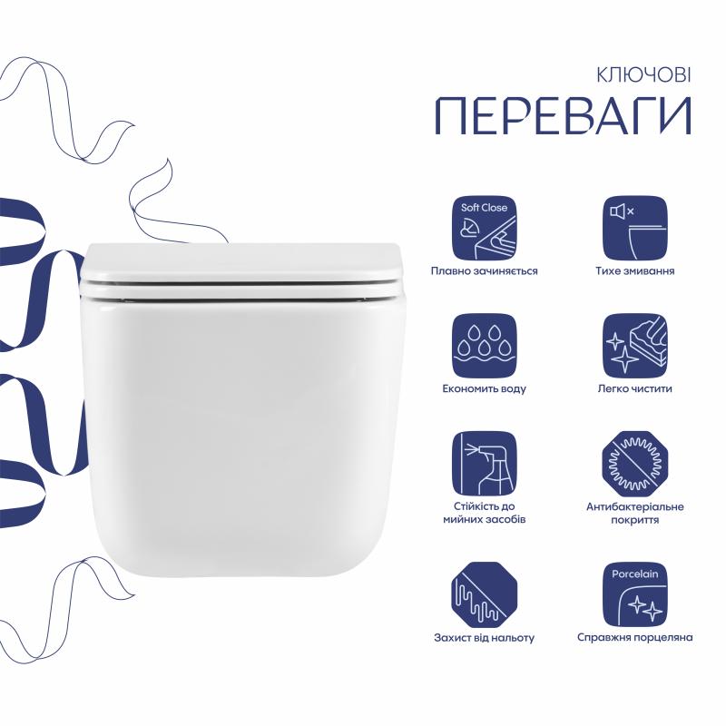 Готове рішення Qtap для ванної кімнати: підвісний унітаз Gemini Ultra Quiet 520х360х350 + комплект інсталяції Nest 4 в 1 (лінійна клавіша Satin) — фото 3