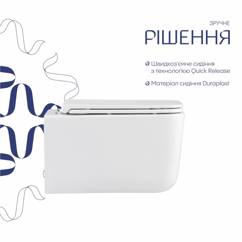 Готове рішення Qtap для ванної кімнати: підвісний унітаз Gemini Ultra Quiet 520×360×350 + комплект інсталяції Nest 4 в 1 (лінійна клавіша Chrome) — фото 4