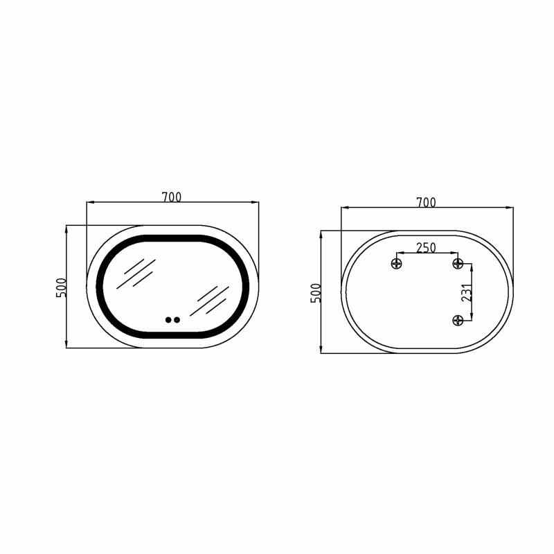Дзеркало Qtap Gemini 500х700 з LED-підсвічуванням Touch, з антизапотіванням, з димером, рег. темп. кольору (3000-6500K) QT2578R5070 — фото 2