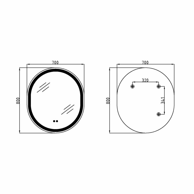 Дзеркало Qtap Gemini 800х700 з LED-підсвічуванням Touch, з антизапотіванням, з димером, рег. темп. кольору (3000-6500K) QT2578R8072B — фото 2