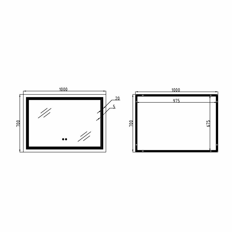 Дзеркало Qtap Cardinal 1000х700 з LED-підсвічуванням Touch, з антизапотіванням, з димером, рег. темп. кольору (3000-6500K) QT0478C10070 — фото 2