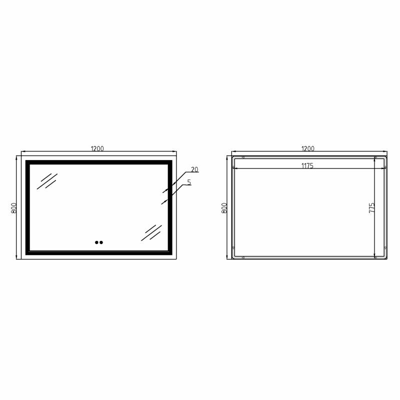 Дзеркало Qtap Cardinal 1200х800 з LED-підсвічуванням Touch, з антизапотіванням, з димером, рег. темп. кольору (3000-6500K) QT0478C12080 — фото 2