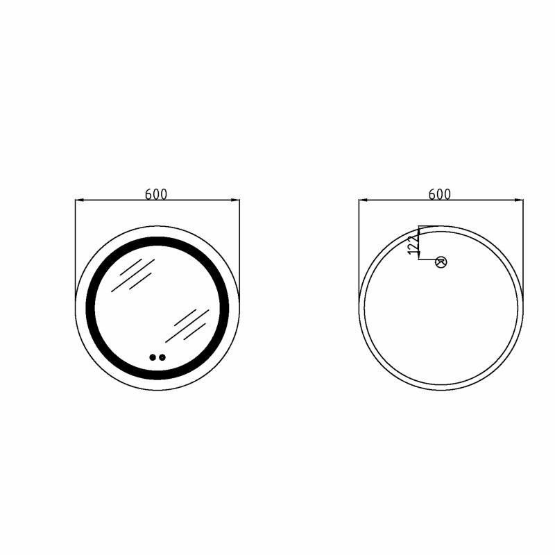 Дзеркало Lidz Aria R600 з LED-підсвічуванням Touch, з антизапотіванням, з димером, рег. яскравості LD78LR600 — фото 2