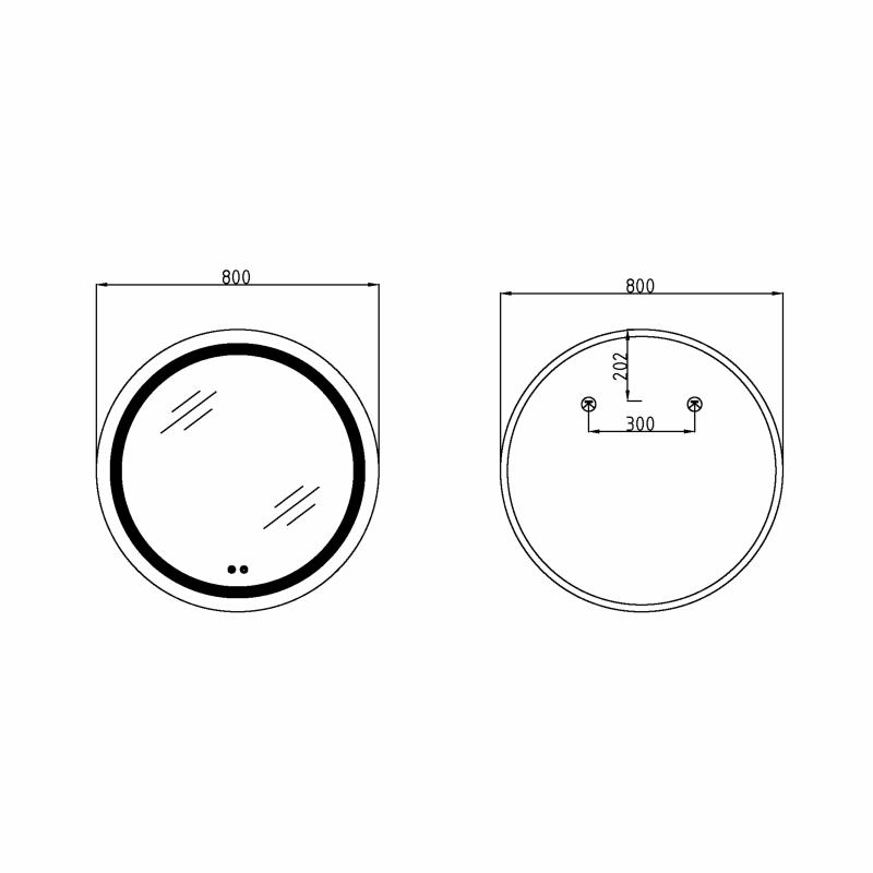 Дзеркало Lidz Aria R800 з LED-підсвічуванням Touch, з антизапотіванням, з димером, рег. яскравості LD78LR800 — фото 2
