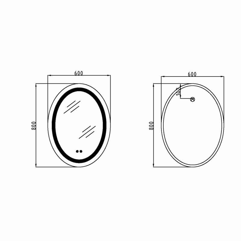 Дзеркало Lidz Vida 800х600 з LED-підсвічуванням Touch, з антизапотіванням, з димером, рег. яскравості LD78LF6080 — фото 2