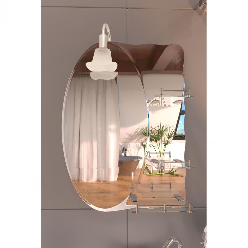 Дзеркало Lidz Sofi 140.07.05 (1) 680х875х100 настінне з 3-ма полицями асиметричне, зі світильником LD78SO6887 — фото 2
