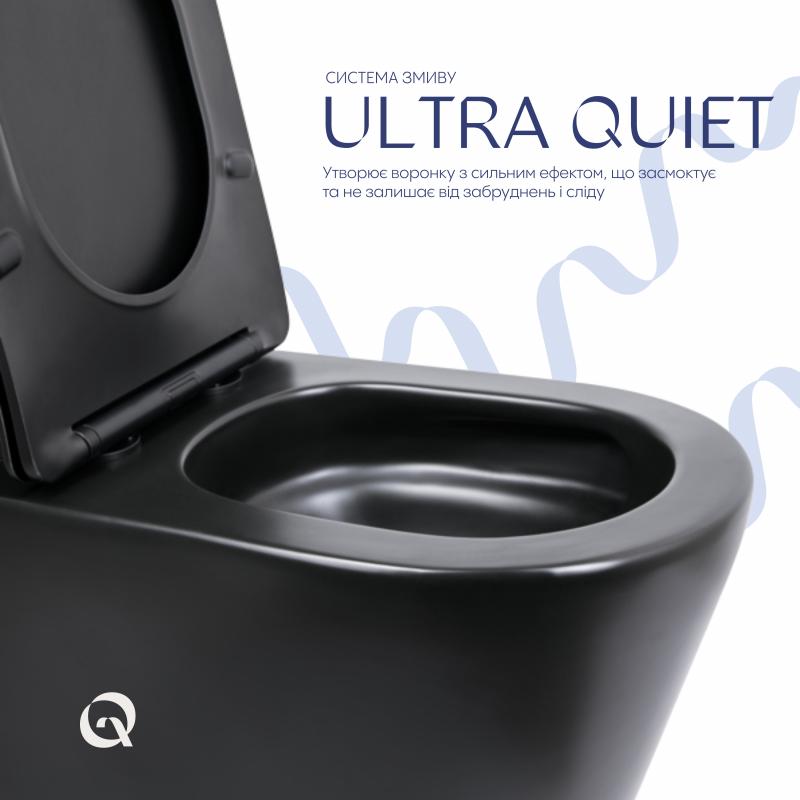 Унітаз підлоговий Qtap Scorpio Ultra Quiet безобідковий з сидінням Soft-close MATT BLACK QT14226088AMB — фото 5