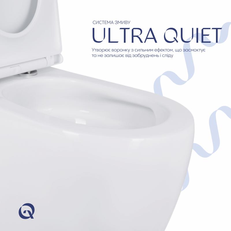 Унітаз підлоговий Qtap Robin New Ultra Quiet безобідковий з сидінням Soft-close WHITE QT13226083AW — фото 5
