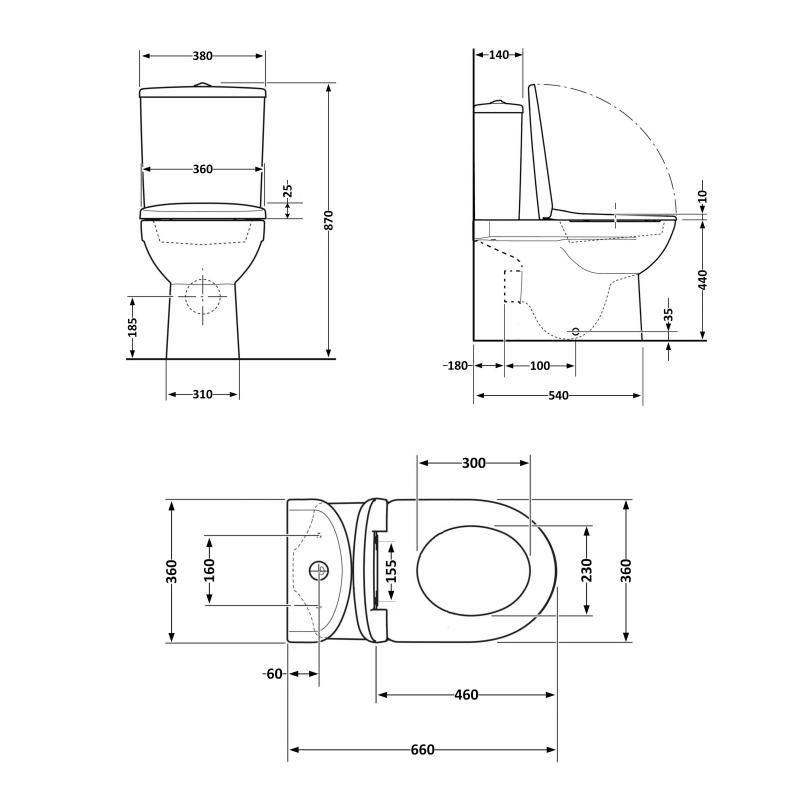 Унітаз підлоговий Qtap Robin Ultra Quiet безобідковий з сидінням Soft-close MATT BLACK QT13226083AMB — фото 2