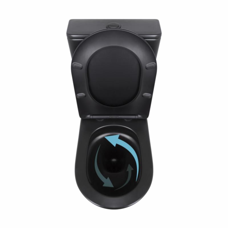 Унітаз підлоговий Qtap Robin Ultra Quiet безобідковий з сидінням Soft-close MATT BLACK QT13226083AMB — фото 6