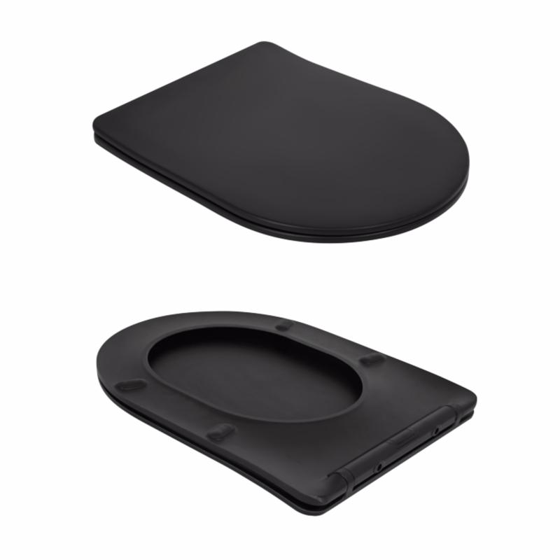 Унітаз підлоговий Qtap Robin Ultra Quiet безобідковий з сидінням Soft-close MATT BLACK QT13226083AMB — фото 8