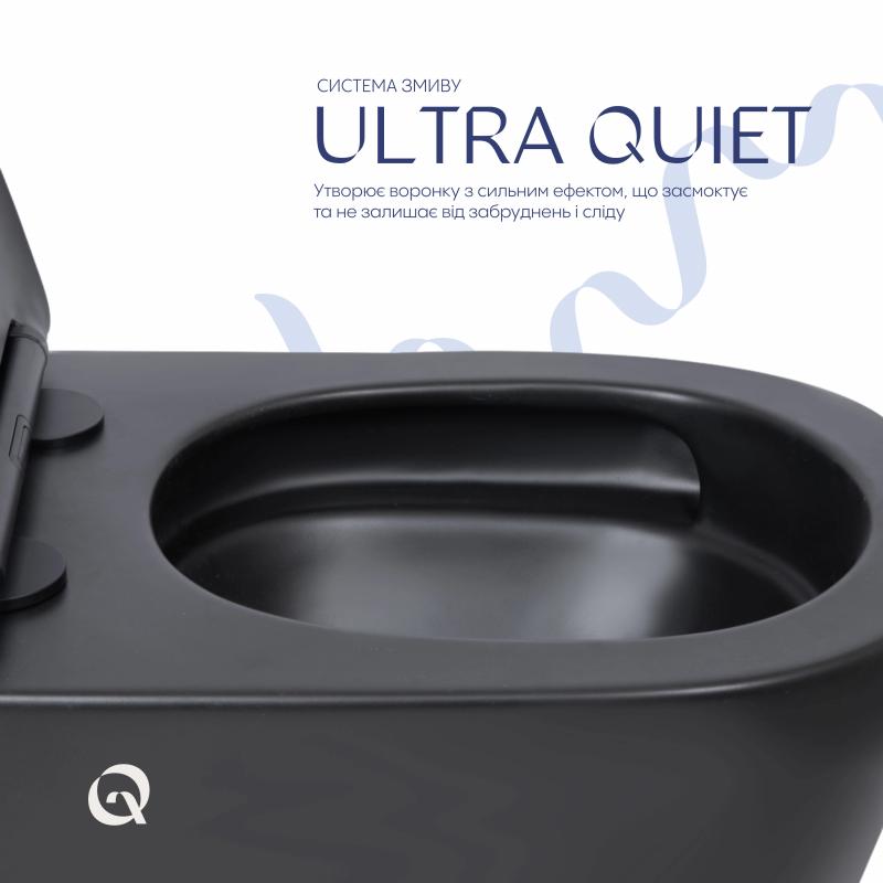 Унітаз підвісний Qtap Scorpio Ultra Quiet безобідковий з сидінням Soft-close MATT BLACK QT14332380AMB — фото 5