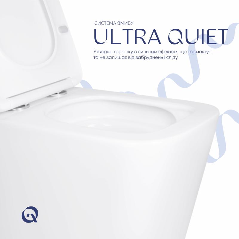 Унітаз підвісний Qtap Tern Ultra Quiet безобідковий з сидінням Soft-close WHITE QT17332303AW — фото 5