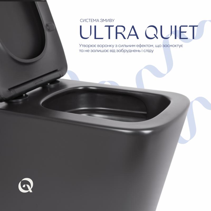 Унітаз підвісний Qtap Tern New Ultra Quiet безобідковий з сидінням Soft-close MATT BLACK QT17332303ASMB — фото 5
