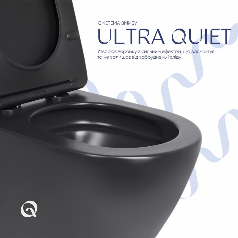 Унітаз підвісний Qtap Robin New Ultra Quiet безобідковий з сидінням Soft-close MATT BLACK QT13332381АSMB — фото 5