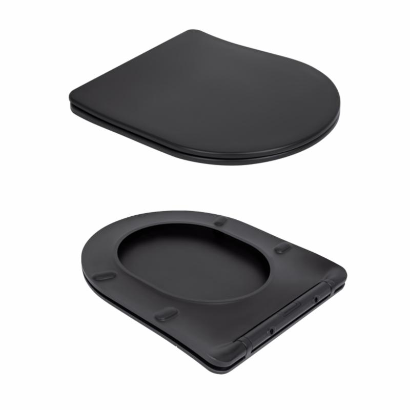 Унітаз підвісний Qtap Robin New Ultra Quiet безобідковий з сидінням Soft-close MATT BLACK QT13332381АSMB — фото 8