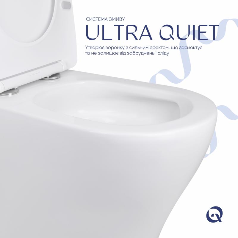 Унітаз підлоговий Qtap Virgo Ultra Quiet безобідковий з сидінням Soft-close WHITE QT18226092AW — фото 5