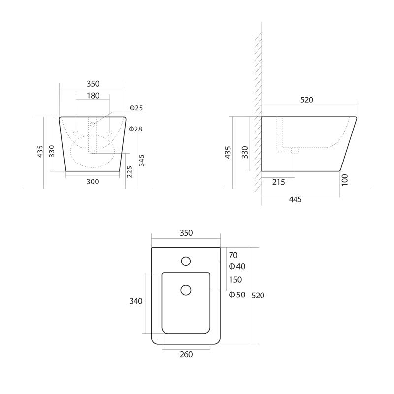 Біде підвісне Qtap Tern New 515x350x320 мм Matt Black QT17551303GMB — фото 2