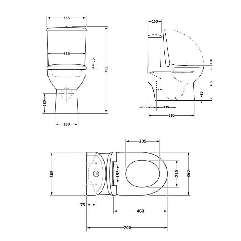 Унітаз-моноблок підлоговий Qtap Kolibri Ultra Quiet безобідковий з сидінням Soft-close WHITE QT10226380W — фото 2