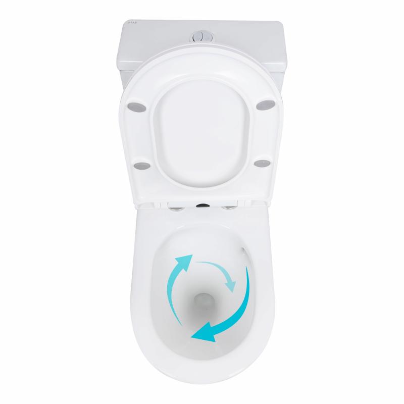 Унітаз-моноблок підлоговий Qtap Kolibri Ultra Quiet безобідковий з сидінням Soft-close WHITE QT10226380W — фото 5