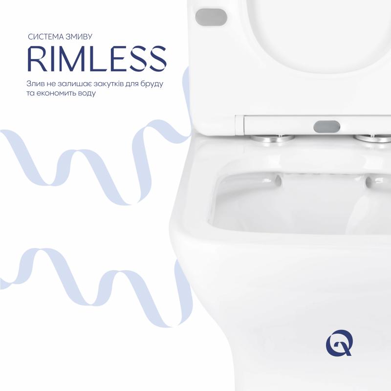 Унітаз підлоговий Qtap Aries Rimless безобідковий з сидінням Soft-close WHITE QT03228302W — фото 5