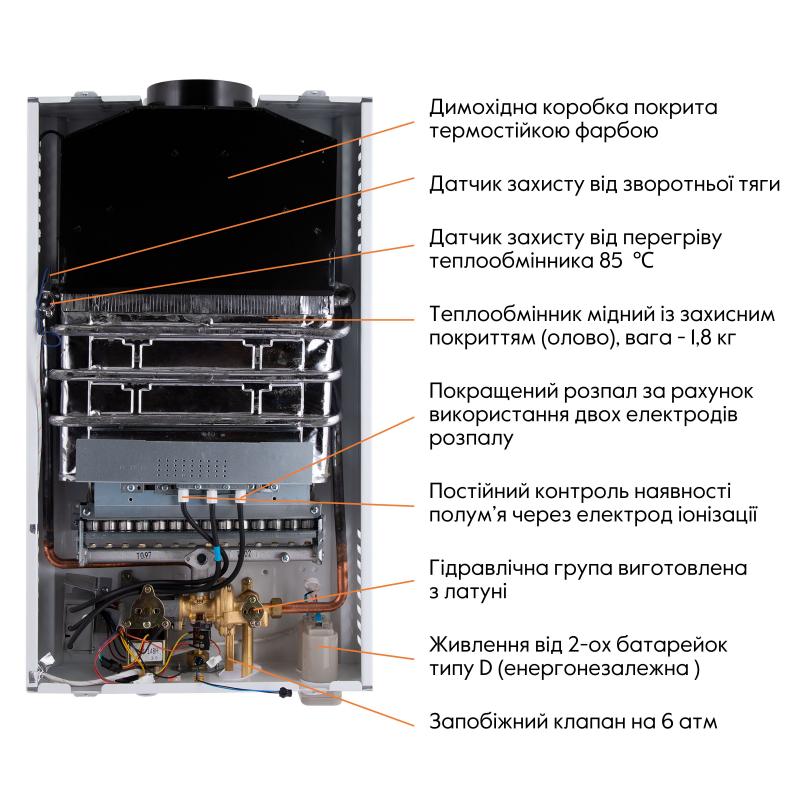 Колонка газова димохідна Thermo Alliance JSD20-10CLM 10 л White — фото 7