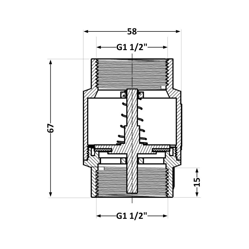 Зворотний клапан Thermo Alliance Standart 1 1/2"ВВ із латунним штоком TAS240W40 — фото 2