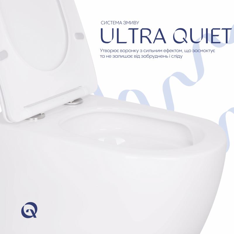 Унітаз підвісний Qtap Robin Ultra Quiet безобідковий з сідінням Soft-close 520x365x365 мм WHITE — фото 6