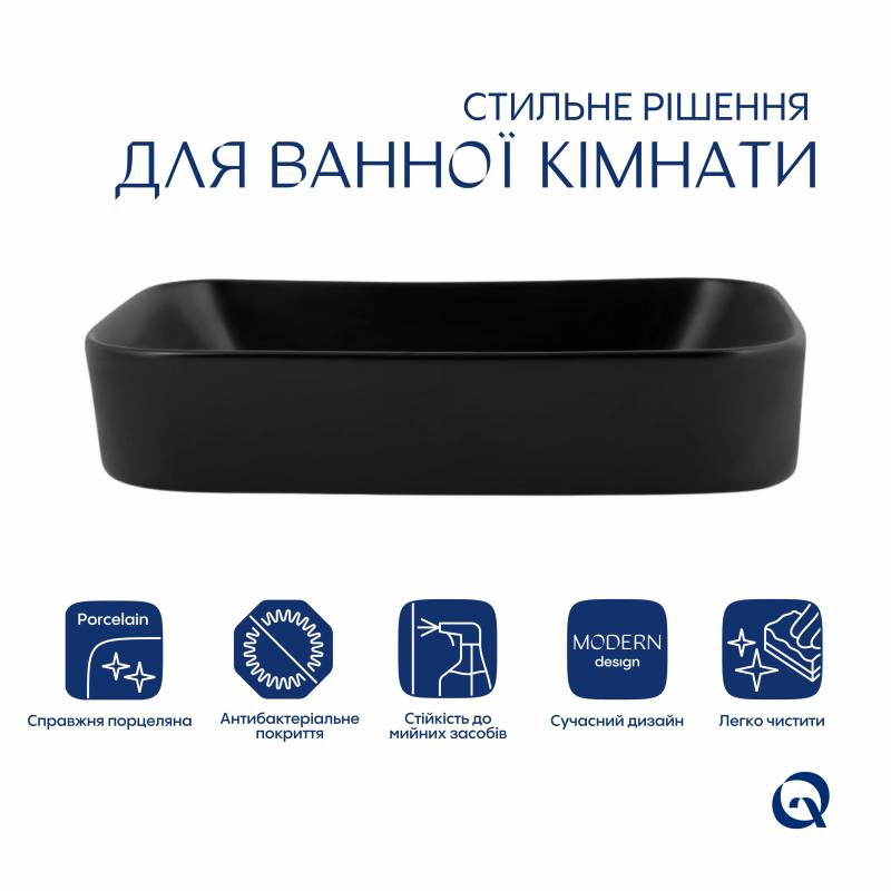 Раковина-чаша Qtap Scorpio 550х390х120 Matt black QT14112243MBN — фото 3