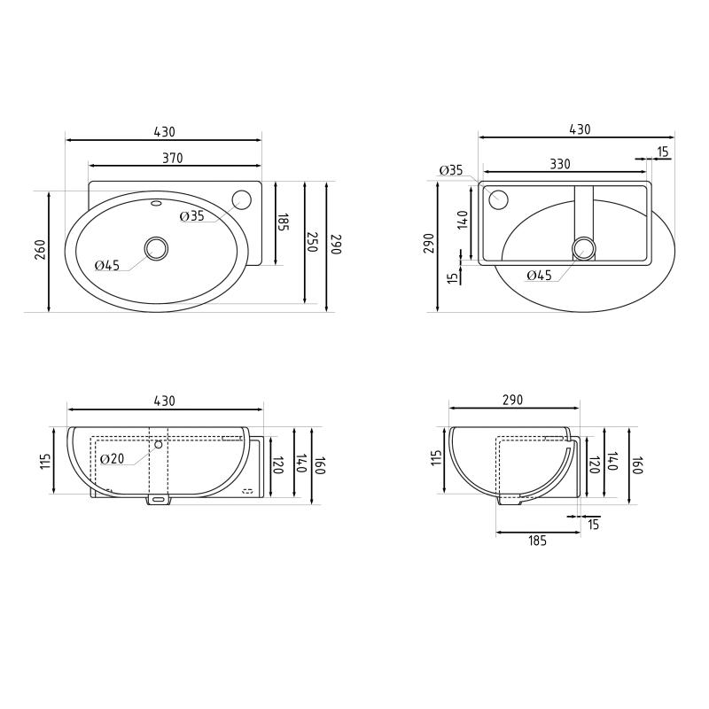 Раковина Qtap Leo 430x285x160 White QT11111008RW — фото 2