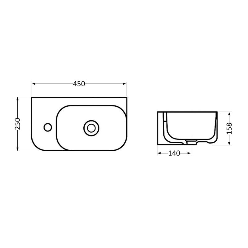 Раковина Qtap Tern 450х250х158 White QT1711H02LW — фото 2