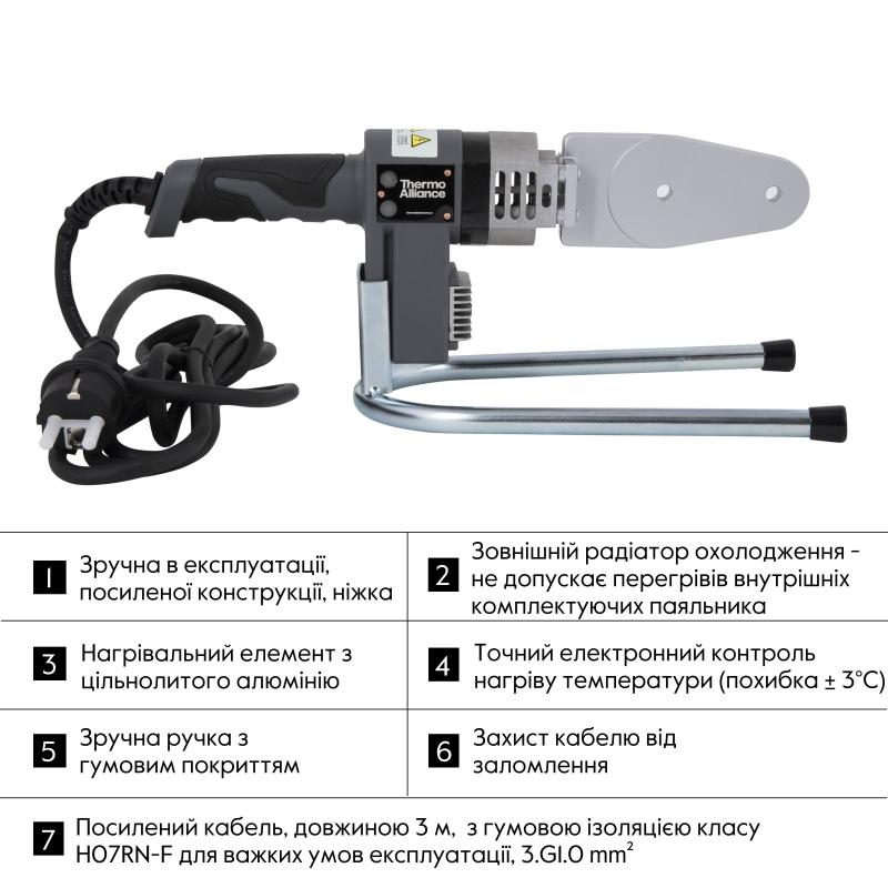 Паяльник для пластикових труб Thermo Alliance STD-101 Ø20-32 (автоматичний 600W) — фото 4