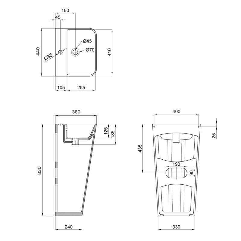 Раковина для підлоги моноблок Qtap Tern 440х380х830mm White QT1711G302WN — фото 2