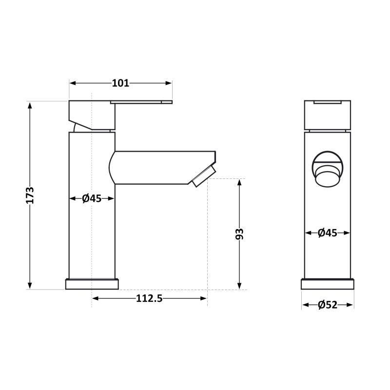 Змішувач для раковини Brinex Pure 001F низький  Gunmetal Black BRIPUR001FGRP — фото 2
